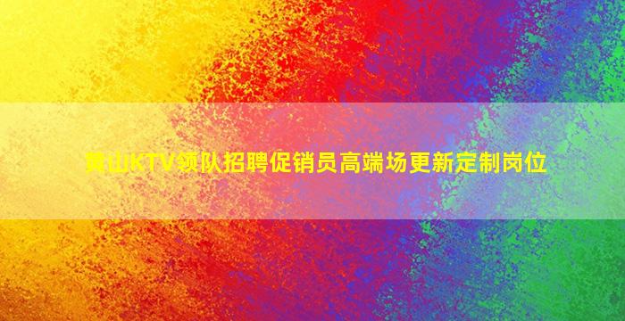 黄山KTV领队招聘促销员高端场更新定制岗位